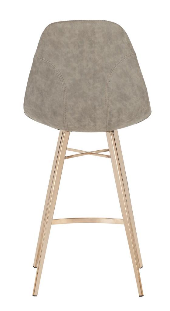 Safavieh Mathison Counter Stool Taupe Metal Foam Stainless Steel PU FOX3012B 889048365711