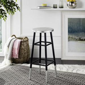 Safavieh Kenzie Bar Stool 30''H Dipped Black Silver Metal Iron FOX3212A 683726493525