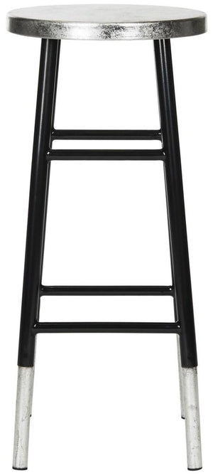 Safavieh Kenzie Bar Stool 30''H Dipped Black Silver Metal Iron FOX3212A 683726493525
