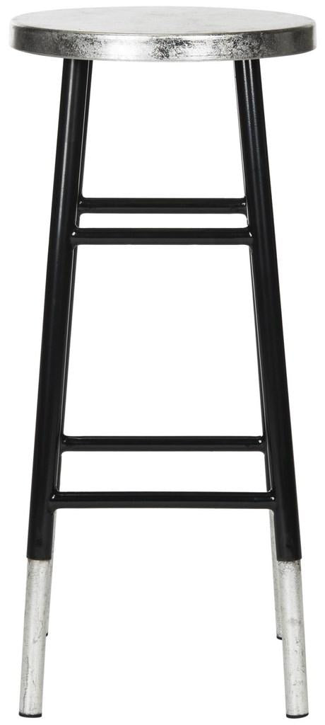Safavieh Kenzie Bar Stool 30''H Dipped Black Silver Metal Iron FOX3212A 683726493525