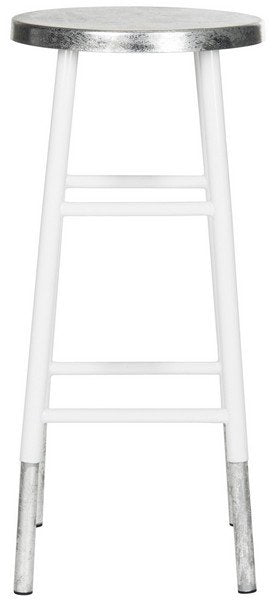 Safavieh Kenzie Bar Stool 30''H Dipped White Silver Metal Iron FOX3212B 889048197343