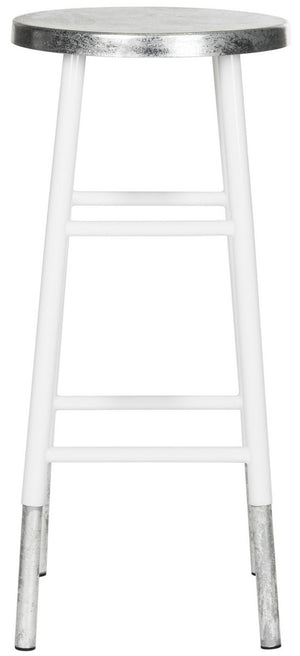 Safavieh Kenzie Bar Stool 30''H Dipped White Silver Metal Iron FOX3212B 889048197343