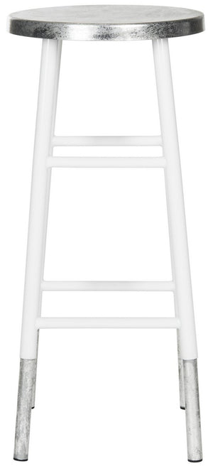 Safavieh Kenzie Bar Stool 30''H Dipped White Silver Metal Iron FOX3212B 889048197343