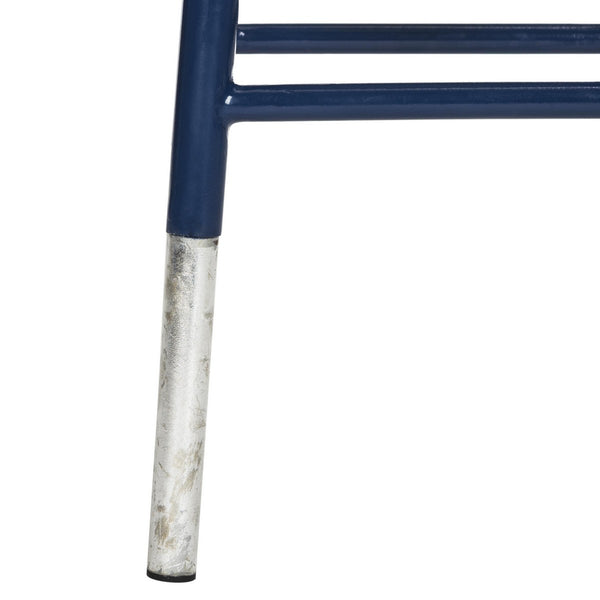Safavieh Kenzie Bar Stool 30''H Dipped Navy Silver Metal Iron FOX3212C 889048211582