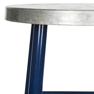 Safavieh Kenzie Bar Stool 30''H Dipped Navy Silver Metal Iron FOX3212C 889048211582