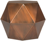 Safavieh Astrid Side Table Faceted Copper Metal Iron FOX3224A 683726790525