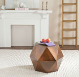 Safavieh Astrid Side Table Faceted Copper Metal Iron FOX3224A 683726790525