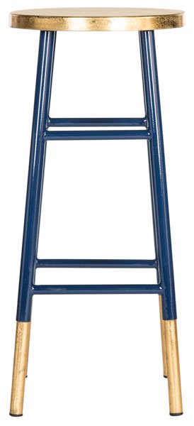 Safavieh Emery Bar Stool Dipped Navy Gold Metal Iron FOX3230A 889048107489