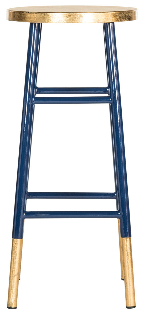 Safavieh Emery Bar Stool Dipped Navy Gold Metal Iron FOX3230A 889048107489