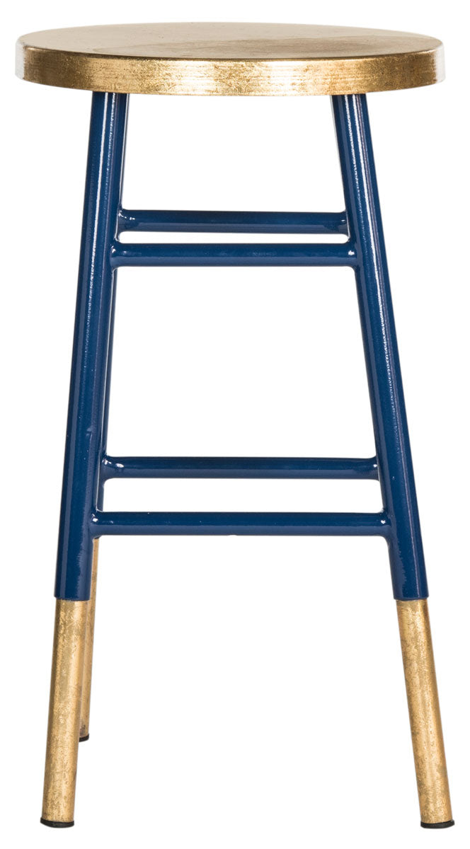 Safavieh Emery Counter Stool Dipped Navy Gold Metal Iron FOX3231A 889048107526