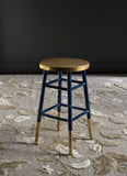 Safavieh Emery Counter Stool Dipped Navy Gold Metal Iron FOX3231A 889048107526