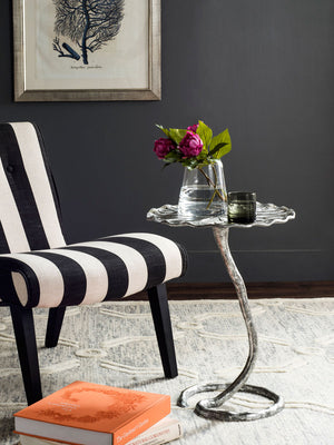 Safavieh Justina Side Table Silver Metal Aluminum FOX3245B 889048112230