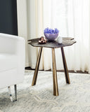 Safavieh Portia Side Table Brass Metal Aluminum FOX3247A 889048112261