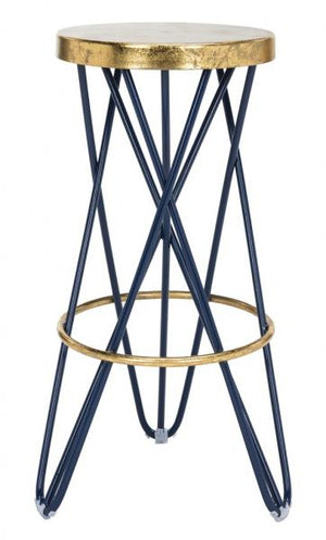 Safavieh Lorna Bar Stool Navy Gold Metal Iron FOX3254B 889048282100