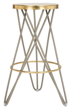 Safavieh Lorna Bar Stool Beige Gold Metal Iron FOX3254C 889048282117