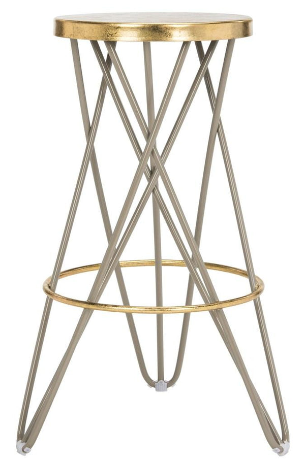 Safavieh Lorna Bar Stool Beige Gold Metal Iron FOX3254C 889048282117