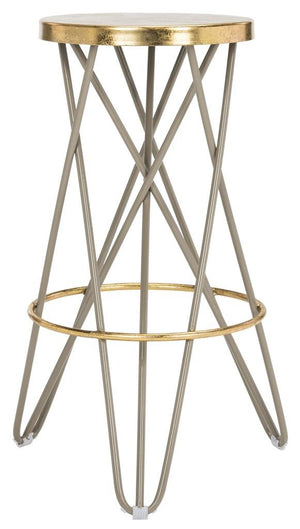 Safavieh Lorna Bar Stool Beige Gold Metal Iron FOX3254C 889048282117