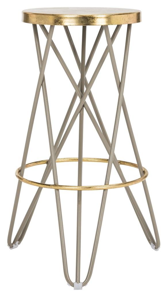 Safavieh Lorna Bar Stool Beige Gold Metal Iron FOX3254C 889048282117