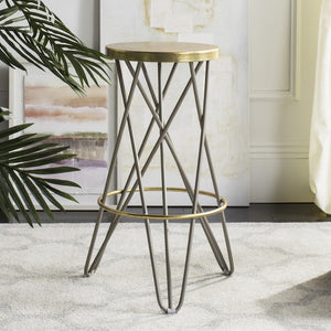 Safavieh Lorna Bar Stool Beige Gold Metal Iron FOX3254C 889048282117