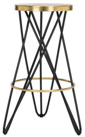 Safavieh Lorna Bar Stool Black Gold Metal Iron FOX3254D 889048282469