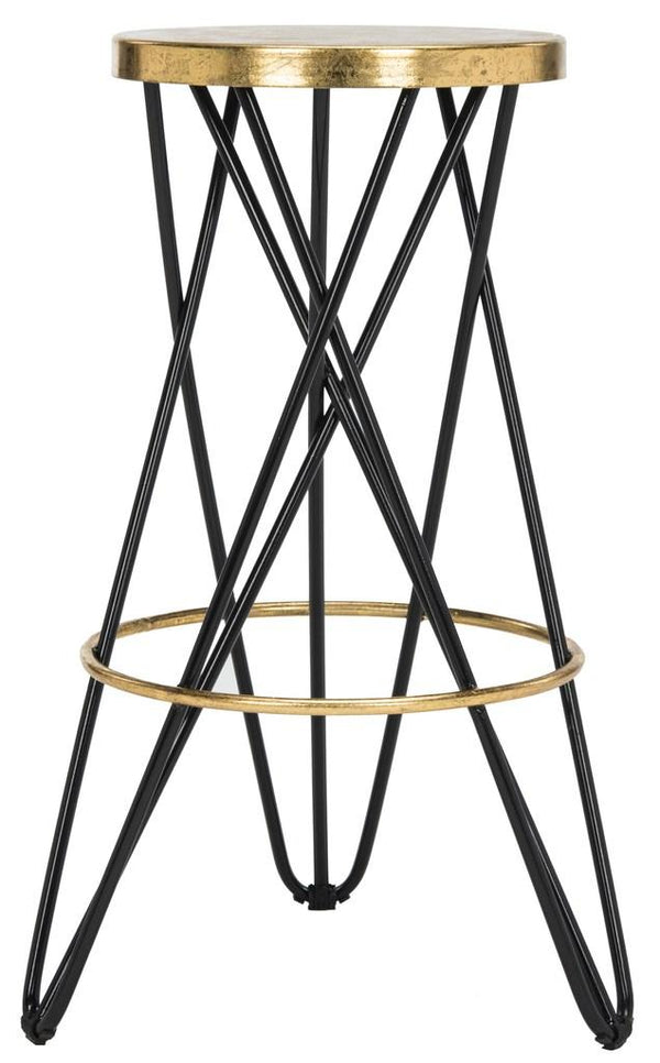 Safavieh Lorna Bar Stool Black Gold Metal Iron FOX3254D 889048282469
