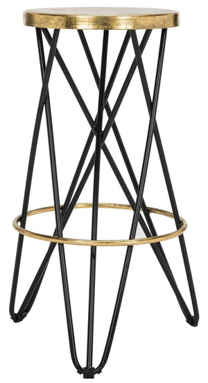 Safavieh Lorna Bar Stool Black Gold Metal Iron FOX3254D 889048282469