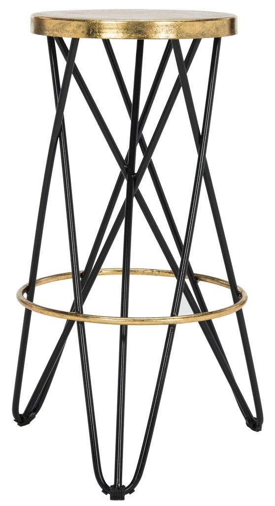Safavieh Lorna Bar Stool Black Gold Metal Iron FOX3254D 889048282469