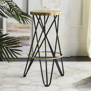 Safavieh Lorna Bar Stool Black Gold Metal Iron FOX3254D 889048282469