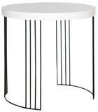 Safavieh Kelly Side Table Mid Century Scandinavian White Wood Lacquer Coating MDF Iron FOX4201A 683726343240