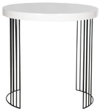 Safavieh Kelly Side Table Mid Century Scandinavian White Wood Lacquer Coating MDF Iron FOX4201A 683726343240