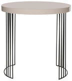 Safavieh Kelly Side Table Mid Century Scandinavian Taupe Black Wood Lacquer Coating MDF Iron FOX4201C 683726343394