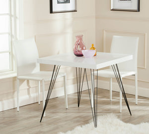 Safavieh Wolcott Accent Table Retro Mid Century Square White Black Wood Lacquer Coating MDF Iron FOX4205A 683726344179