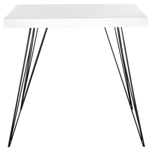 Safavieh Wolcott Accent Table Retro Mid Century Square White Black Wood Lacquer Coating MDF Iron FOX4205A 683726344179