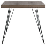 Wolcott Accent Table Retro Mid Century Square Dark Brown Black Wood Lacquer Coating MDF Iron