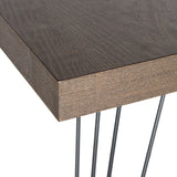 Safavieh Wolcott Accent Table Retro Mid Century Square Dark Brown Black Wood Lacquer Coating MDF Iron FOX4205B 683726344315