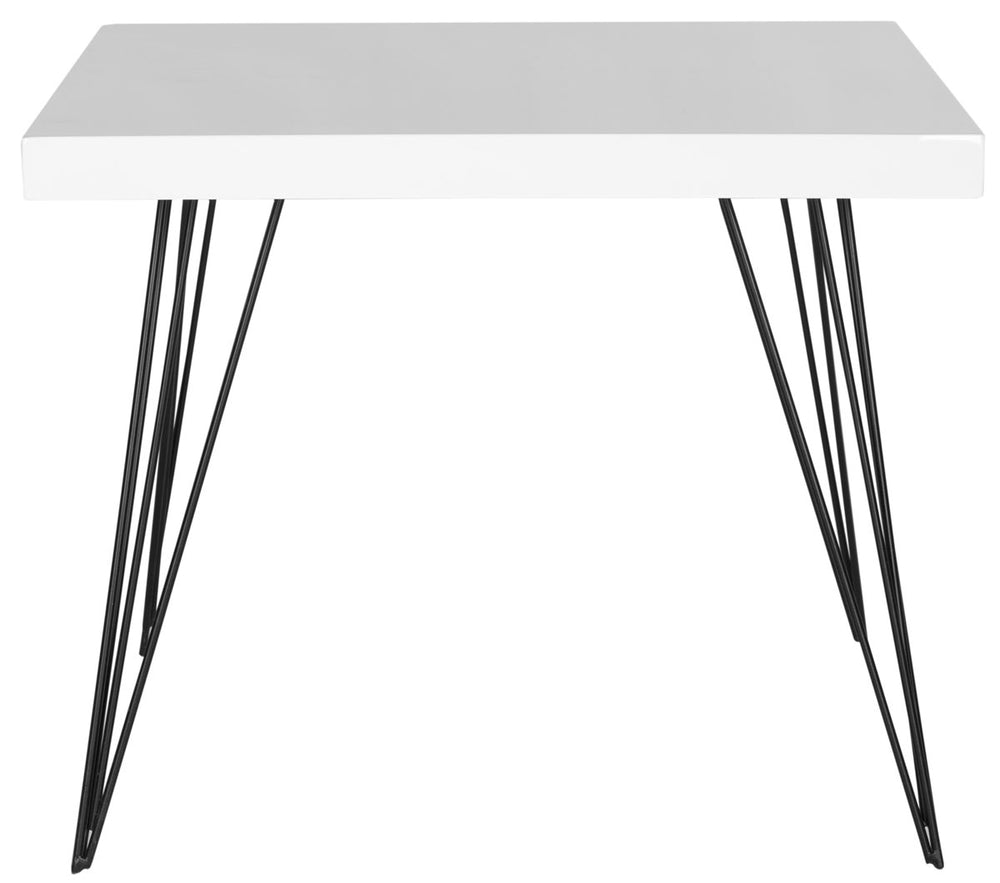 Safavieh Wolcott Coffee Table Retro Mid Century Square White Black Wood Lacquer Coating MDF Iron FOX4206A 683726344339