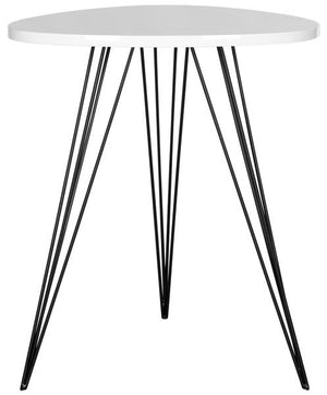 Safavieh Wolcott Side Table Retro Mid Century White Black Wood Lacquer Coating MDF Iron FOX4207A 683726344391