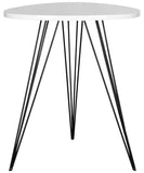 Safavieh Wolcott Side Table Retro Mid Century White Black Wood Lacquer Coating MDF Iron FOX4207A 683726344391