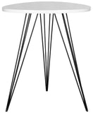 Safavieh Wolcott Side Table Retro Mid Century White Black Wood Lacquer Coating MDF Iron FOX4207A 683726344391