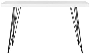 Safavieh Wolcott Console Retro Mid Century White Black Wood Lacquer Coating MDF Iron FOX4208A 683726344537