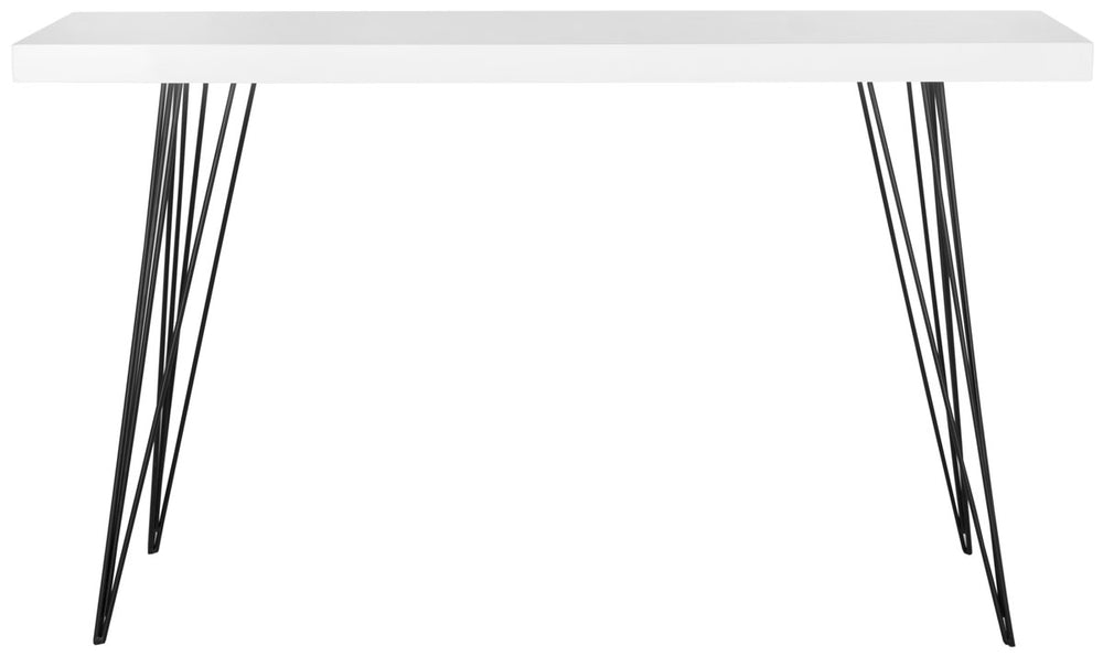 Safavieh Wolcott Console Retro Mid Century White Black Wood Lacquer Coating MDF Iron FOX4208A 683726344537