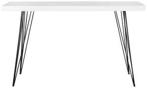 Safavieh Wolcott Console Retro Mid Century White Black Wood Lacquer Coating MDF Iron FOX4208A 683726344537