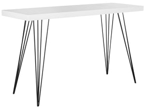 Safavieh Wolcott Console Retro Mid Century White Black Wood Lacquer Coating MDF Iron FOX4208A 683726344537