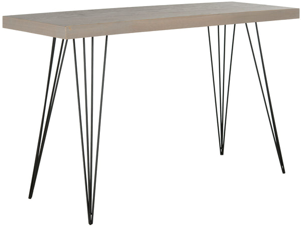 Safavieh Wolcott Console Retro Mid Century Grey Black Wood Lacquer Coating MDF Iron FOX4208B 683726344575