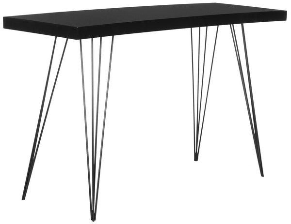 Safavieh Wolcott Console Retro Mid Century Black Wood Lacquer Coating MDF Iron FOX4208E 889048172104