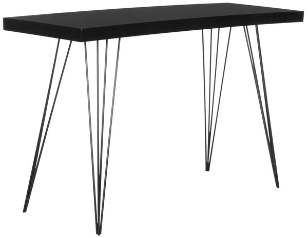 Safavieh Wolcott Console Retro Mid Century Black Wood Lacquer Coating MDF Iron FOX4208E 889048172104