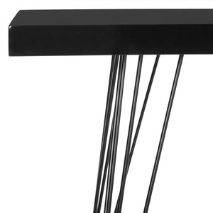Safavieh Wolcott Console Retro Mid Century Black Wood Lacquer Coating MDF Iron FOX4208E 889048172104