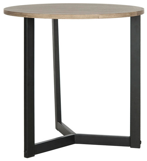 Safavieh Leonard End Table Mid Century Modern Oak Black Wood Lacquer Coating MDF Iron FOX4213A 683726347347