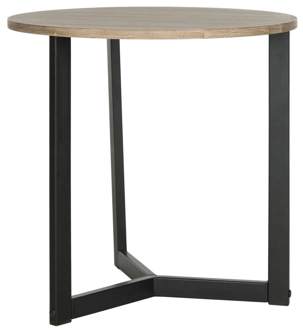 Safavieh Leonard End Table Mid Century Modern Oak Black Wood Lacquer Coating MDF Iron FOX4213A 683726347347