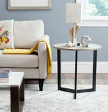 Safavieh Leonard End Table Mid Century Modern Oak Black Wood Lacquer Coating MDF Iron FOX4213A 683726347347